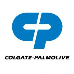 A blue and white logo of colgate palmolive